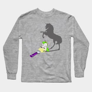 Dual Realm Enchantment - Majestic Unicorn and its Playful Shadow Long Sleeve T-Shirt